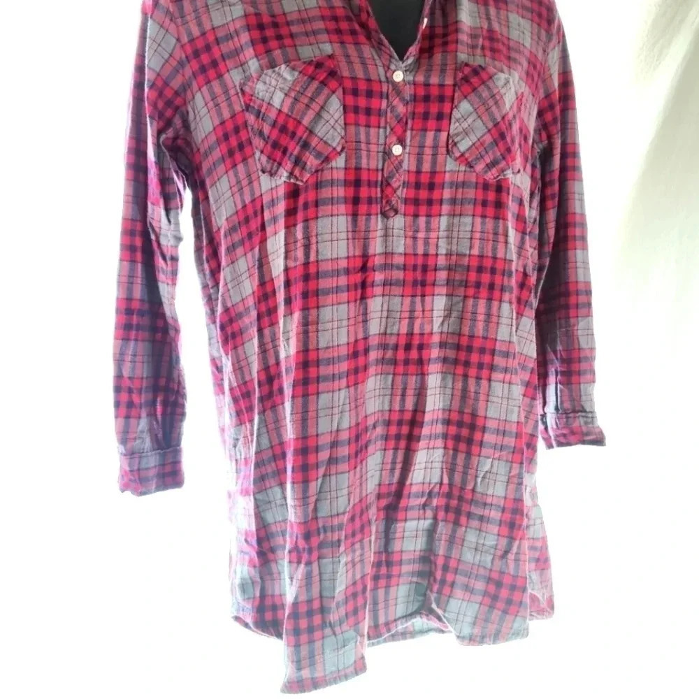 AERIE Plaid Nightshirt 100% Cotton EUC ❤️ - Picture 4 of 11